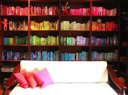 Color-organized books.